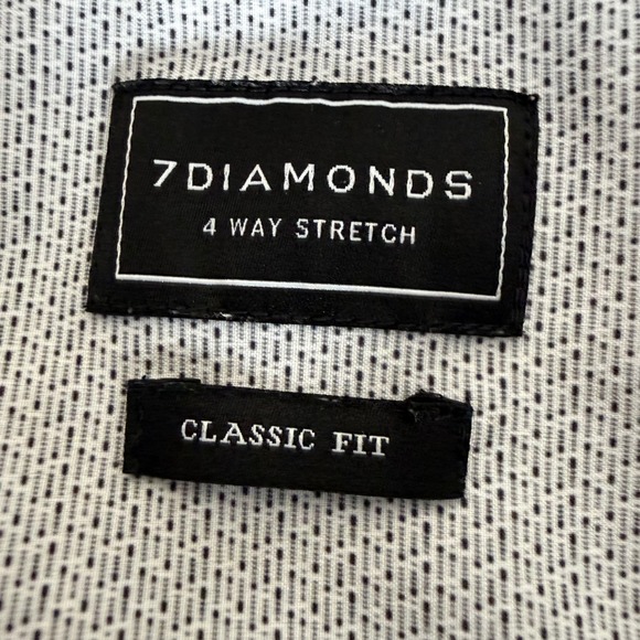 7 Diamonds Shirt Mens XL Geometric Short Sleeve Button Up 4 Way Stretch Casual - Picture 2 of 8